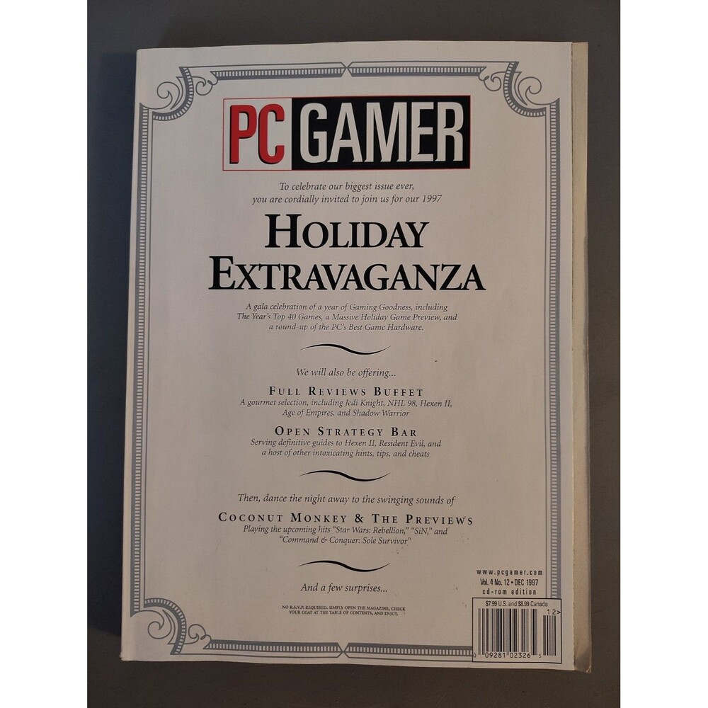 Vintage PC Gamer Magazine December 1997 Issue 43 Jedi Knight NO MAILING LABEL